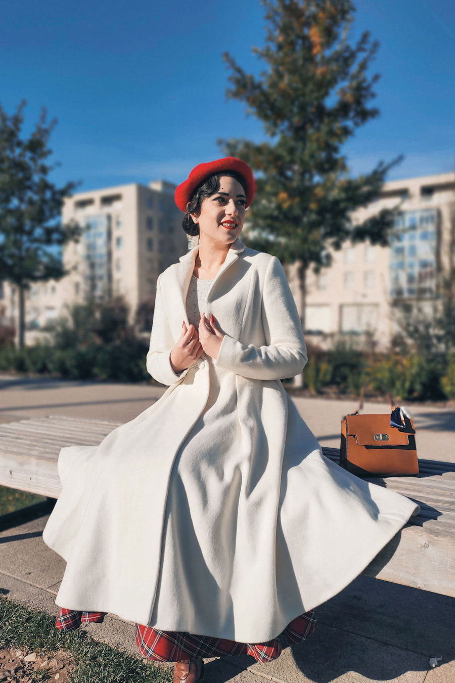 White Winter Long Wool Princess Coat C2629