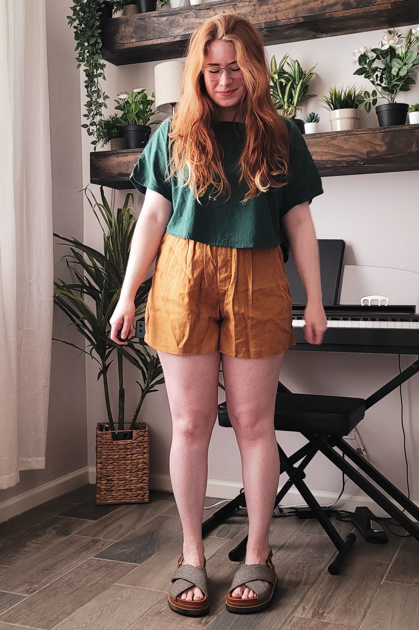 High Waist Iinen Pants c2908