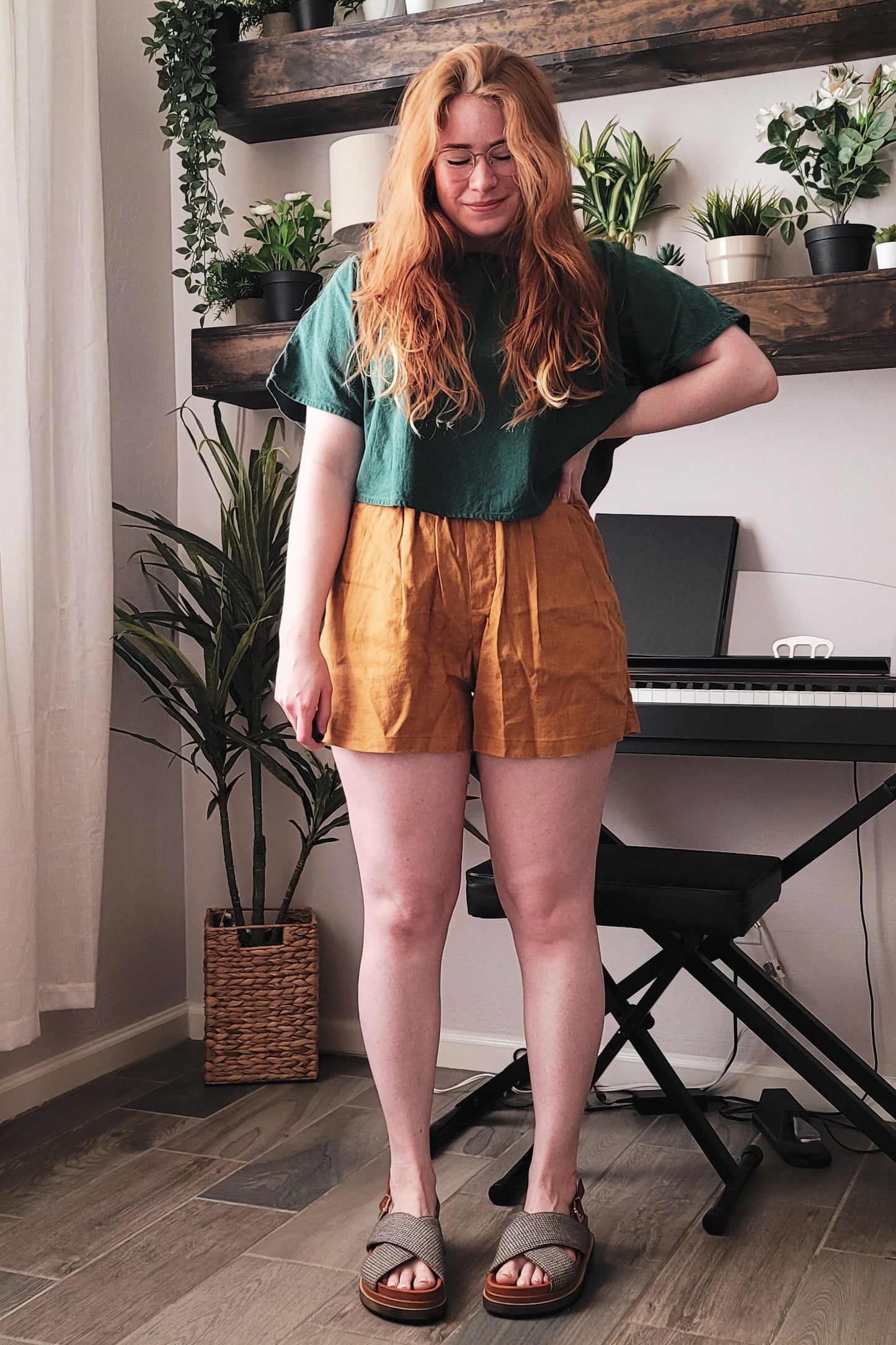 High Waist Iinen Pants c2908