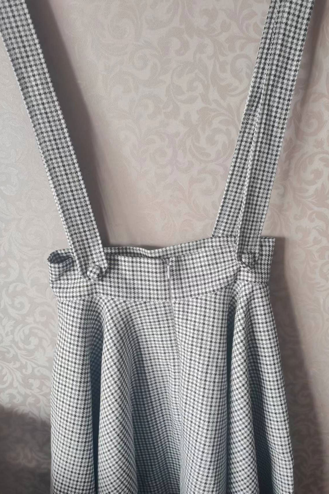 Check Linen Apron Dress C2920#CK