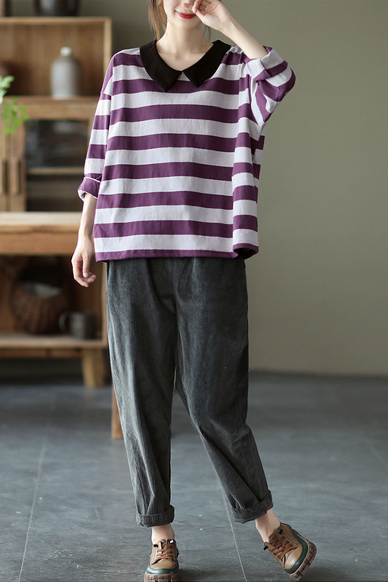 Grey Elastic Waist Corduroy Pants C2440