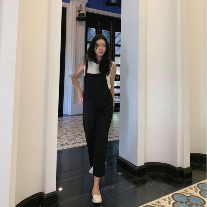 Casual Linen Jumpsuits in Black C2390