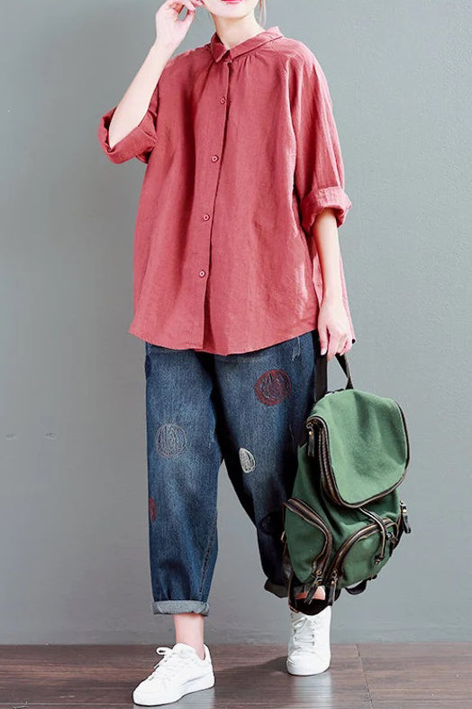 New Long Sleeve Spring Summer Cotton Tops C2865