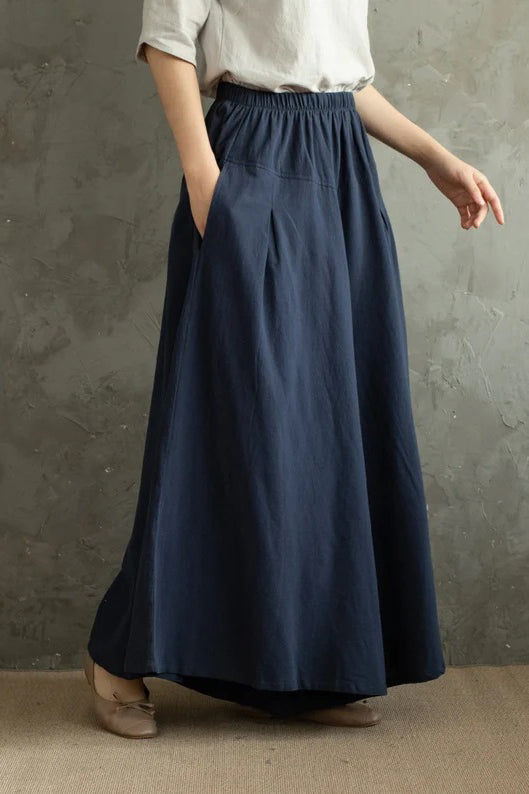 Spring and Summer Casual Cotton Linen Skirt Pants C2854