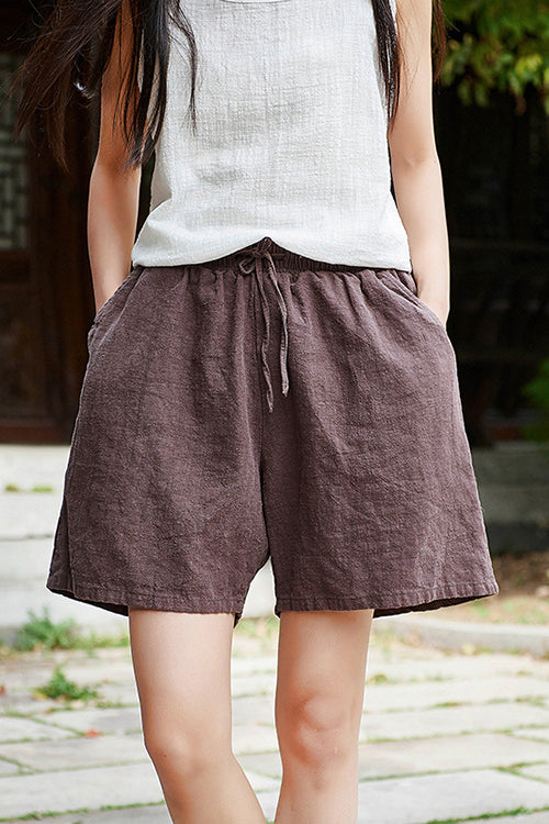 Women Summer Loose Cotton Linen Short Pants C2827