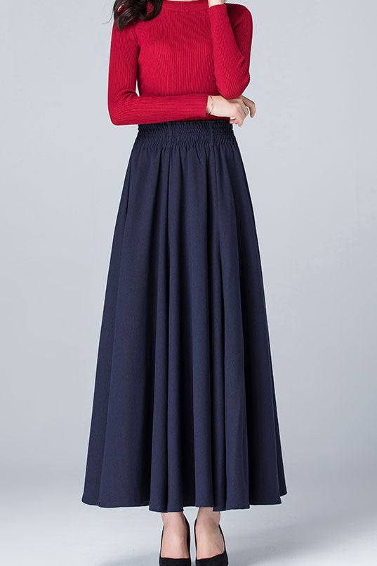 High Elastic Waist Warm Autumn Winter Long Skirt C2481