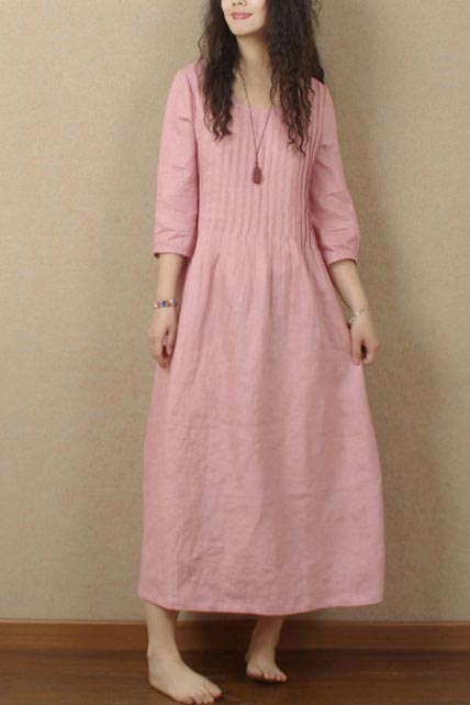 Literature fan fresh fairy loose long sleeve linen long skirt 190232