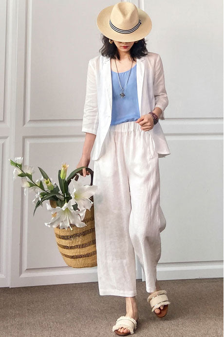 Women Cotton Linen Loose Wide Leg Pants C2888