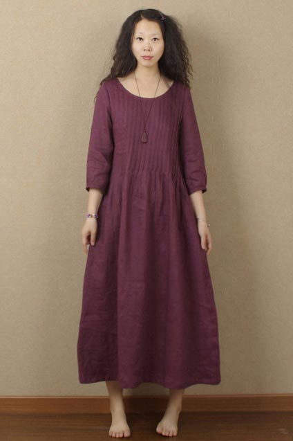 Literature fan fresh fairy loose long sleeve linen long skirt 190232