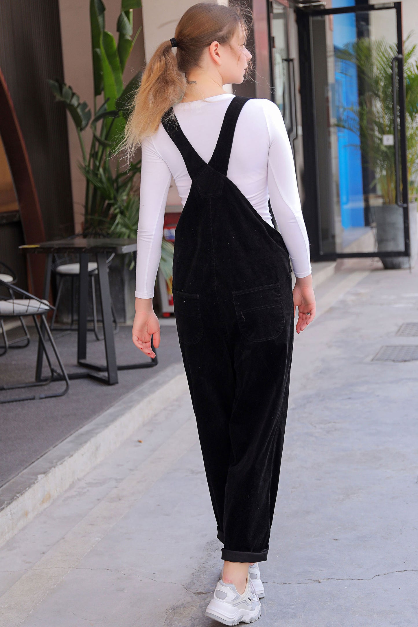 Black Corduroy Jumpsuit Women C2760 CK2200622