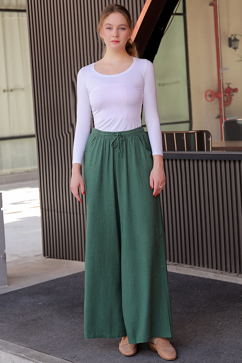 Women Wide Leg Linen Pants C2761#CK2200703
