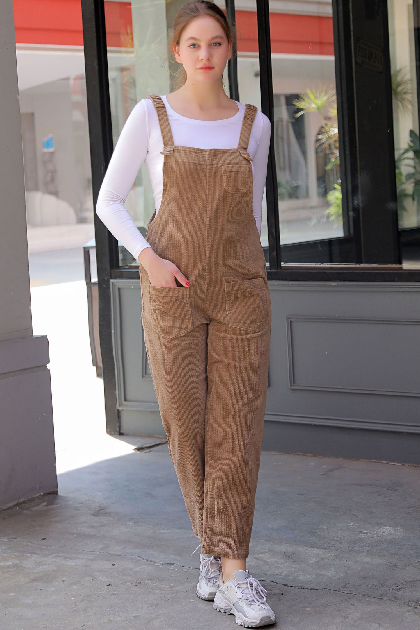 Loose Women's Corduroy Overalls C2767 yy01916