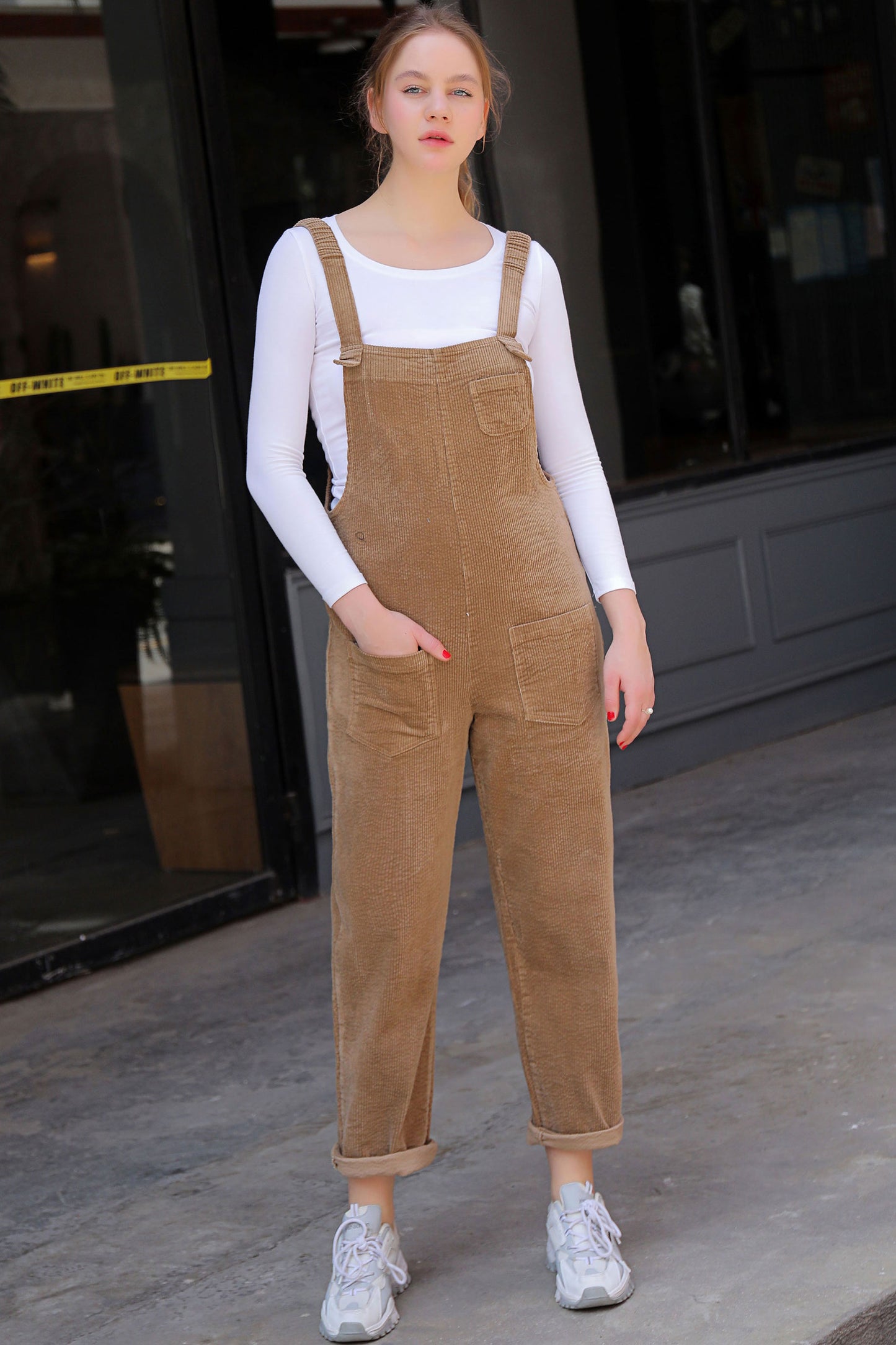 Loose Women's Corduroy Overalls C2767 yy01916