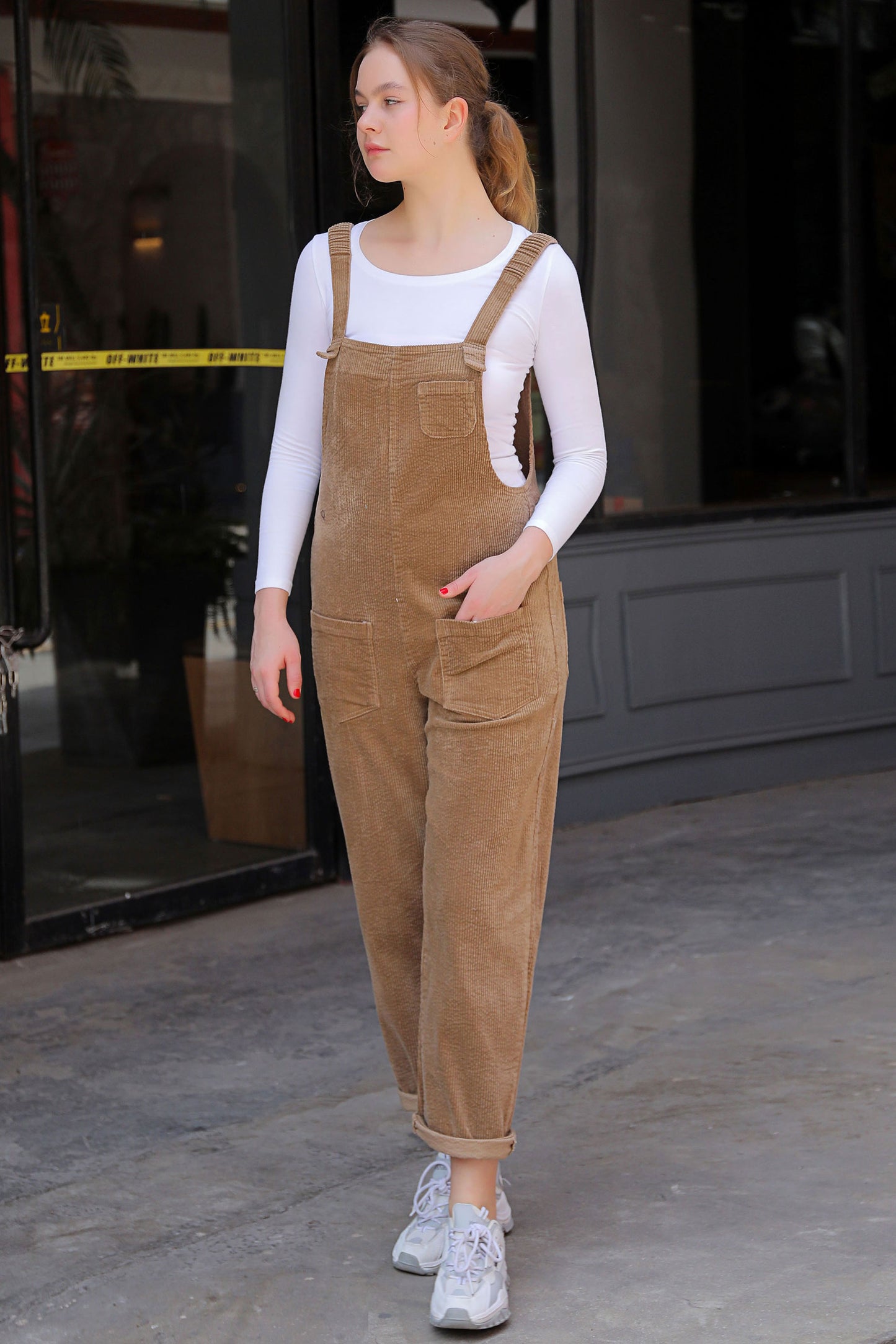 Loose Women's Corduroy Overalls C2767 yy01916