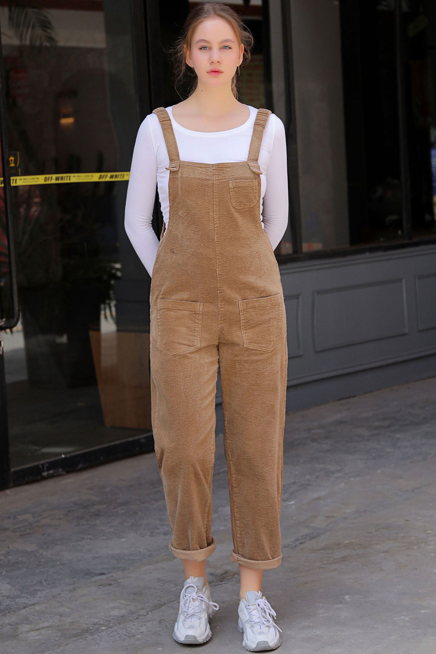 Loose Women's Corduroy Overalls C2767 yy01916