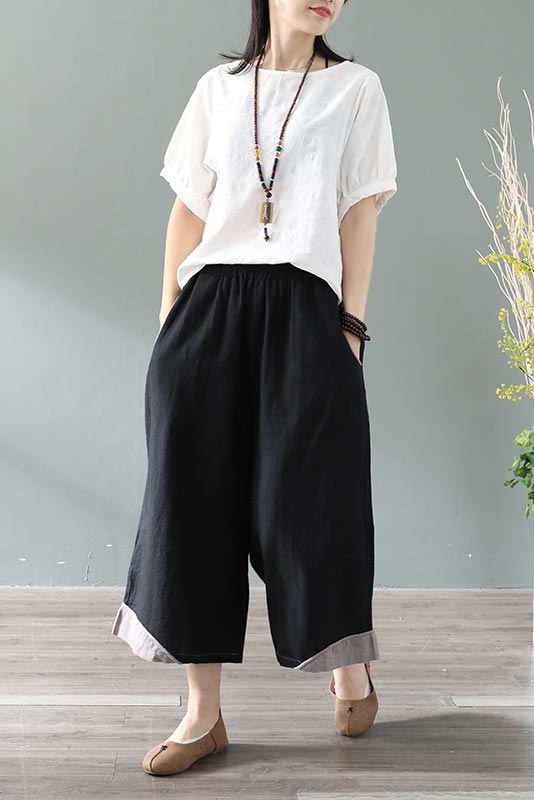 Chinese cotton and linen lantern sleeves short sleeves CYM040-190072