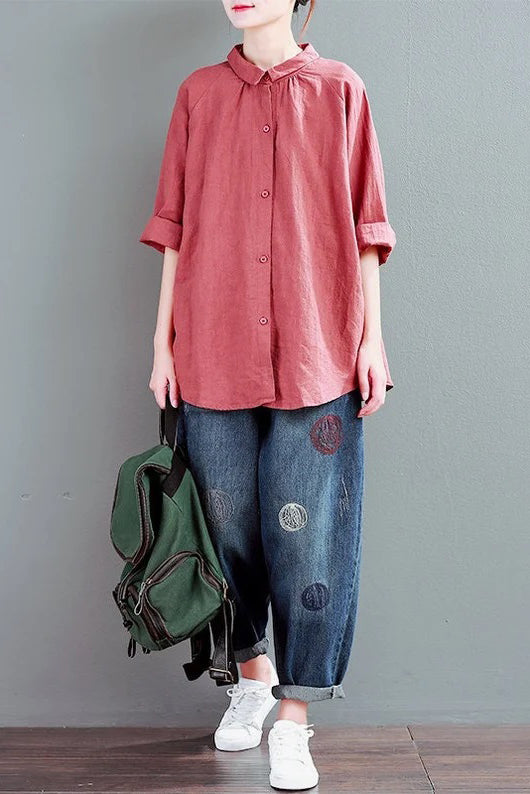 New Long Sleeve Spring Summer Cotton Tops C2865