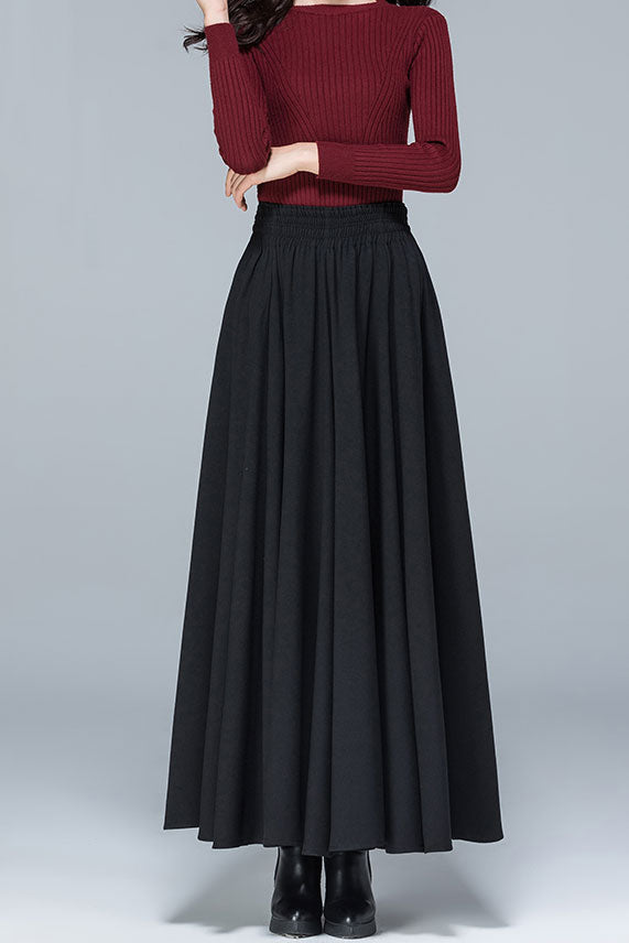 High Elastic Waist Warm Autumn Winter Long Skirt C2481