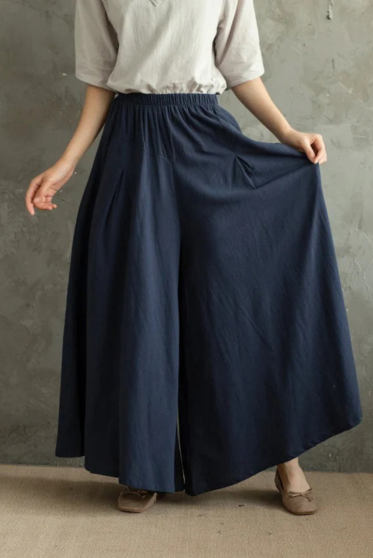 Spring and Summer Casual Cotton Linen Skirt Pants C2854