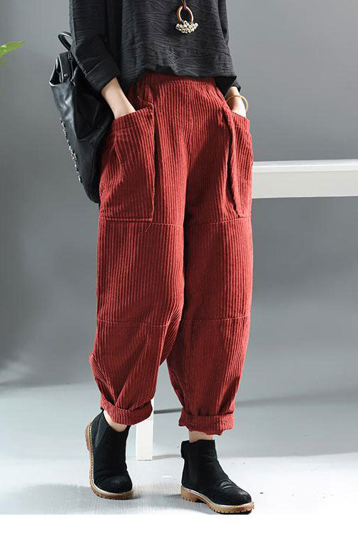 Corduroy baggy pants for women 43A011