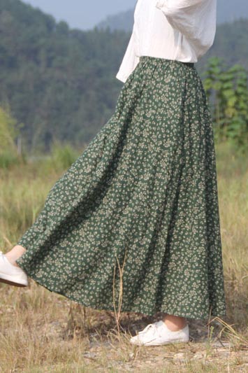 Print vintage high-waisted a-line skirt CYM035-190067