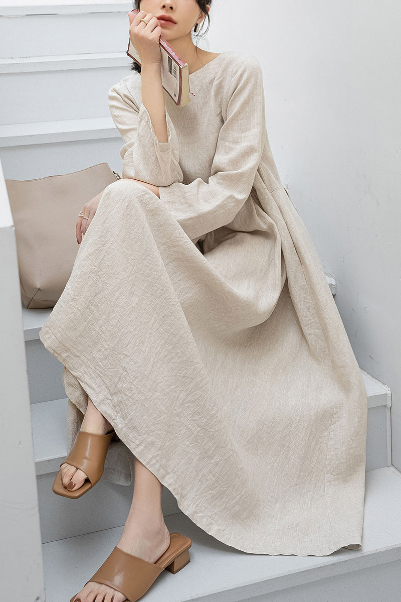 Plus Size Loose Linen Dress C3194
