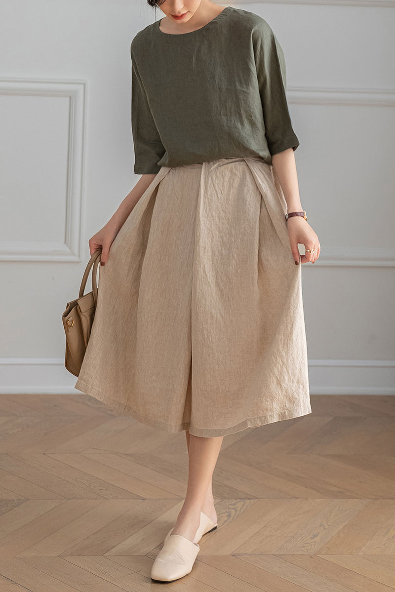 A-Line Midi Linen Skirt C3200