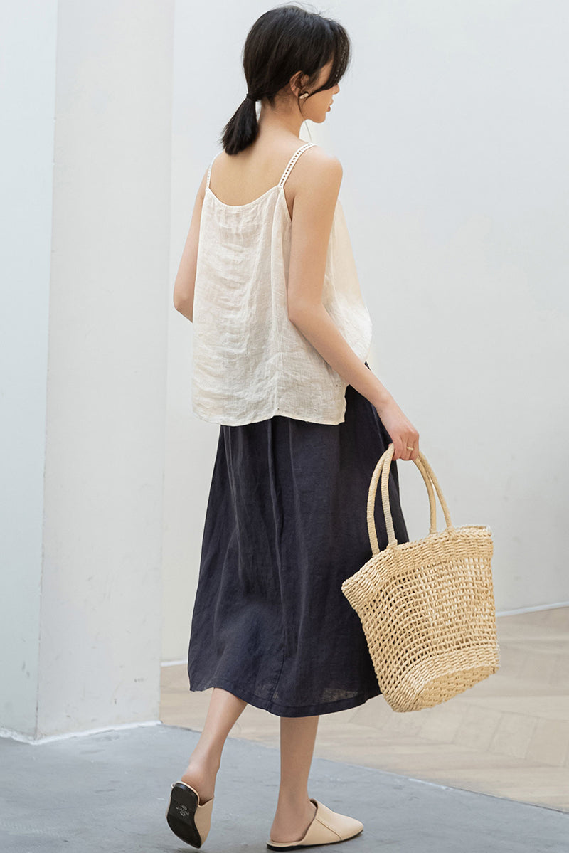 Women's High Waist Linen Skirt C3201