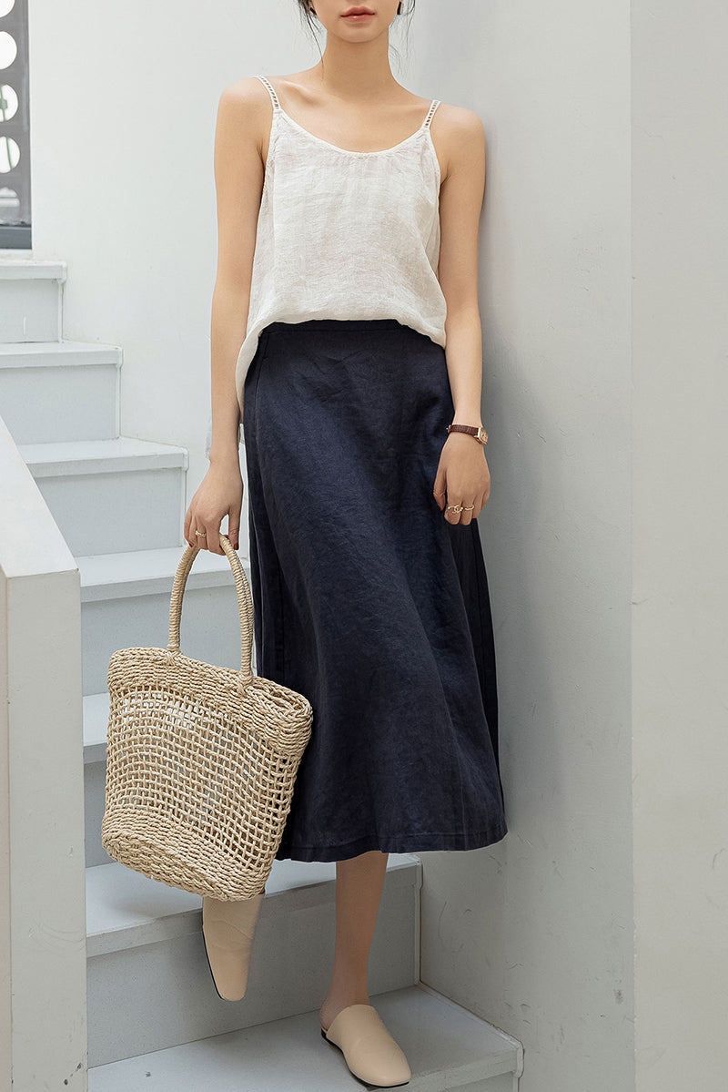 Women's High Waist Linen Skirt C3201