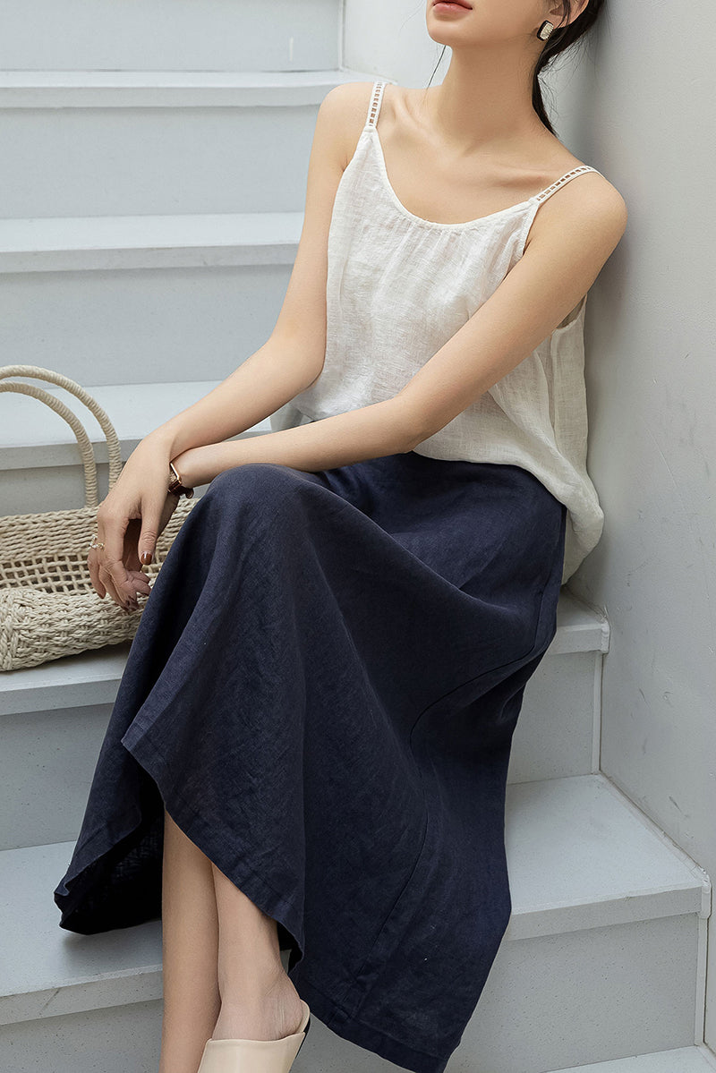 Women's High Waist Linen Skirt C3201