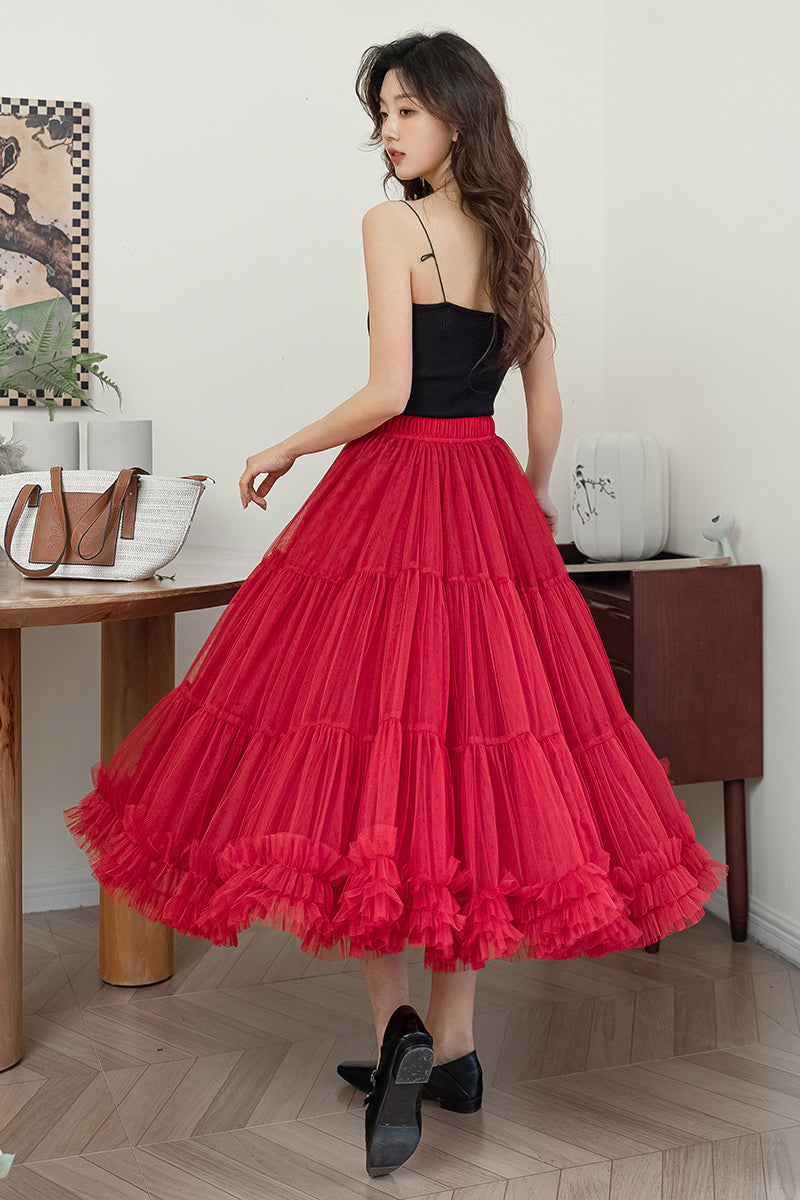Summer Long Women Tulle Skirt C3186
