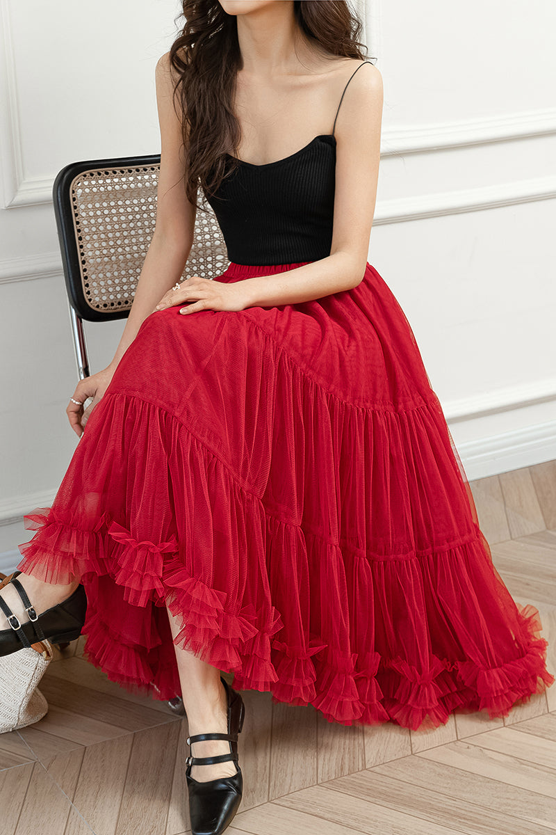 Summer Long Women Tulle Skirt C3186