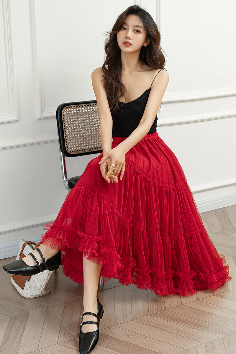 Summer Long Women Tulle Skirt C3186