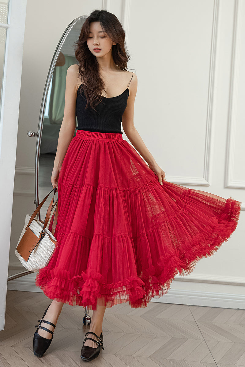 Summer Long Women Tulle Skirt C3186