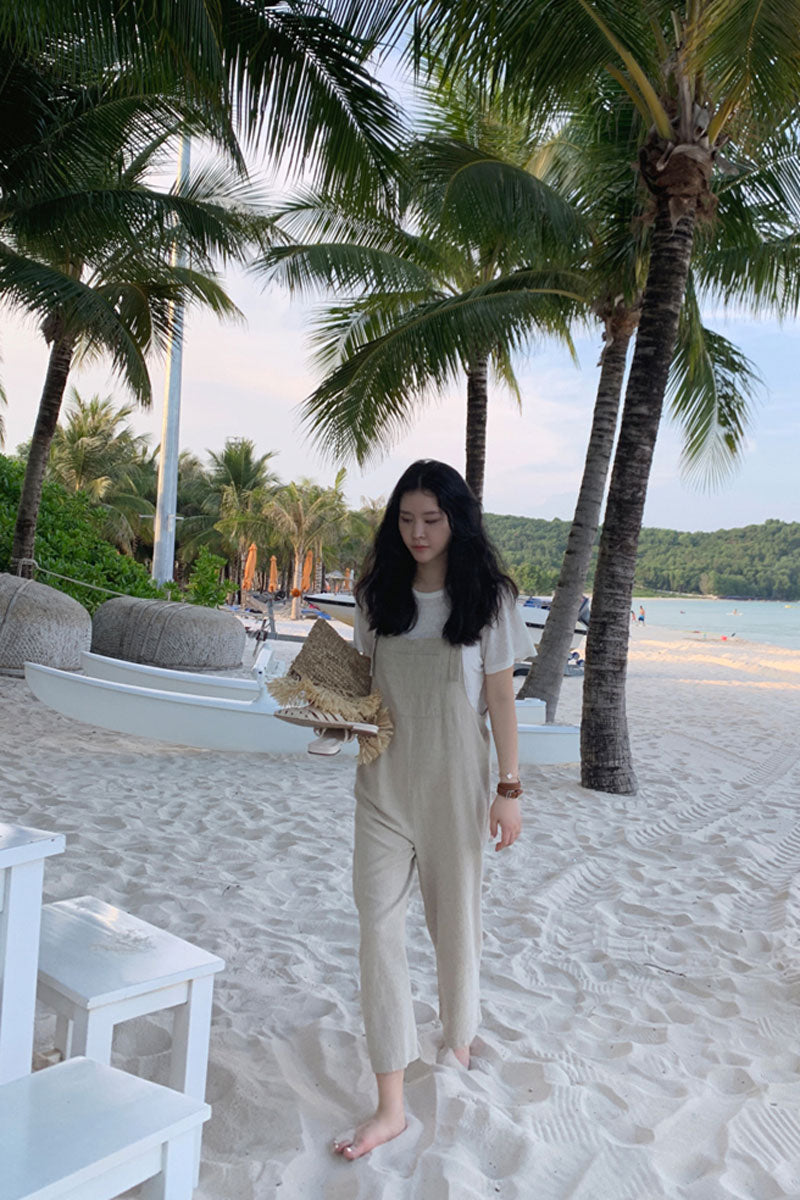 Casual Linen Jumpsuits in Natural Linen Color C2391