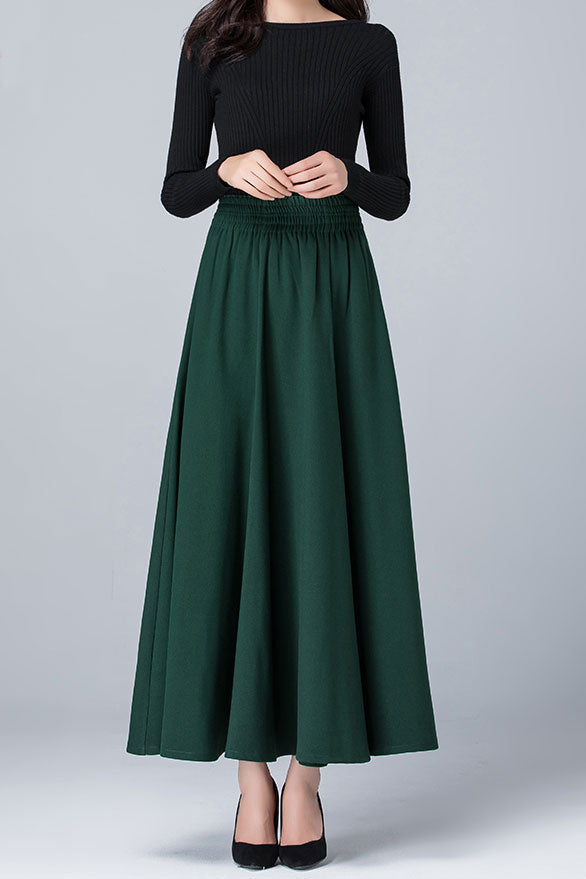 High Elastic Waist Warm Autumn Winter Long Skirt C2481