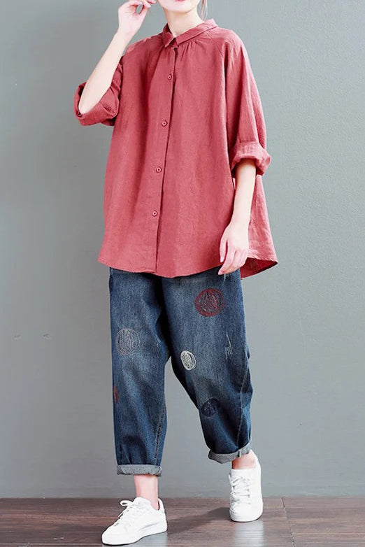 New Long Sleeve Spring Summer Cotton Tops C2865