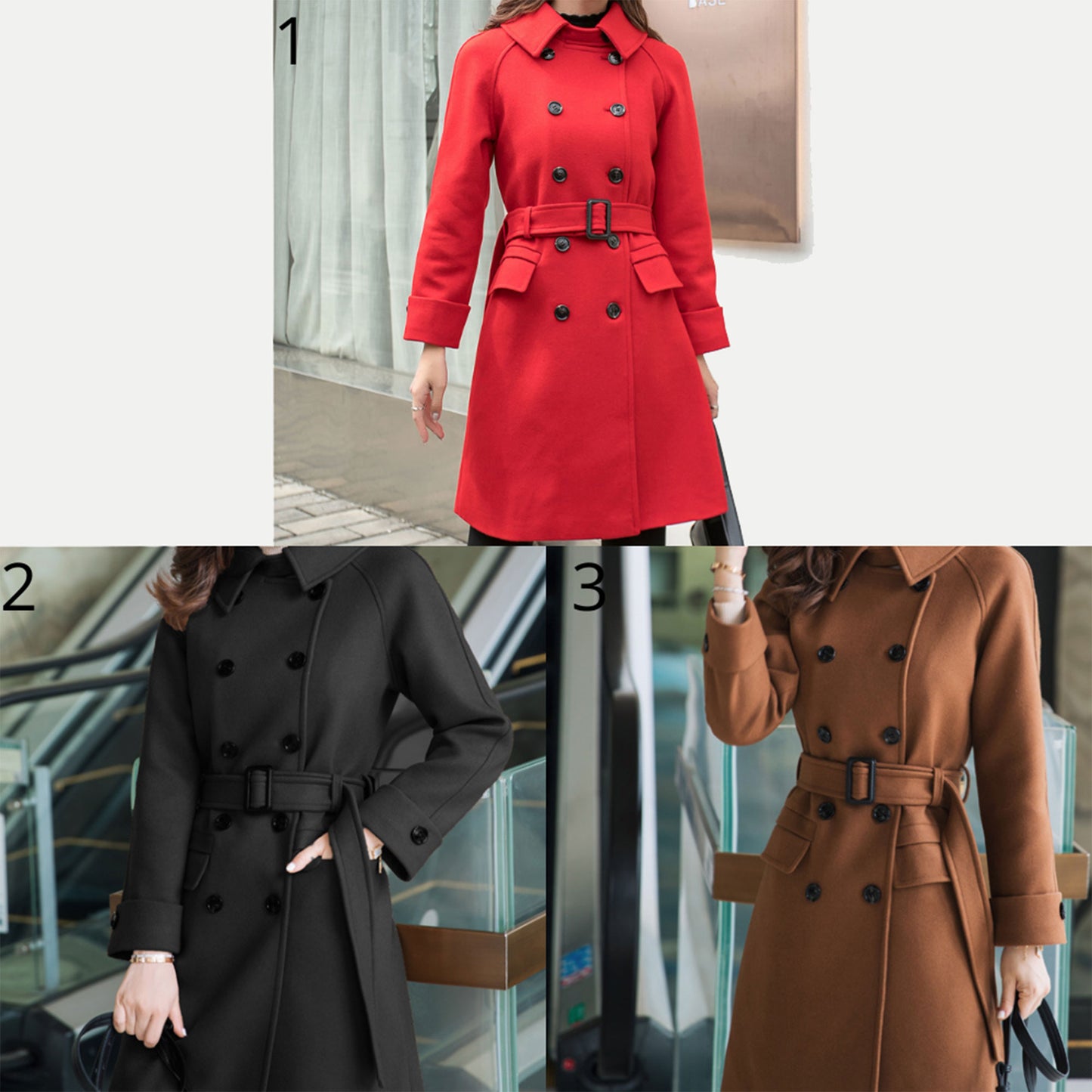 Red Belted Coat, Military Coat C2568