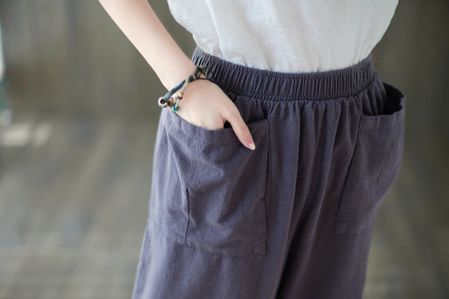 Purple Baggy Linen Pants C1874