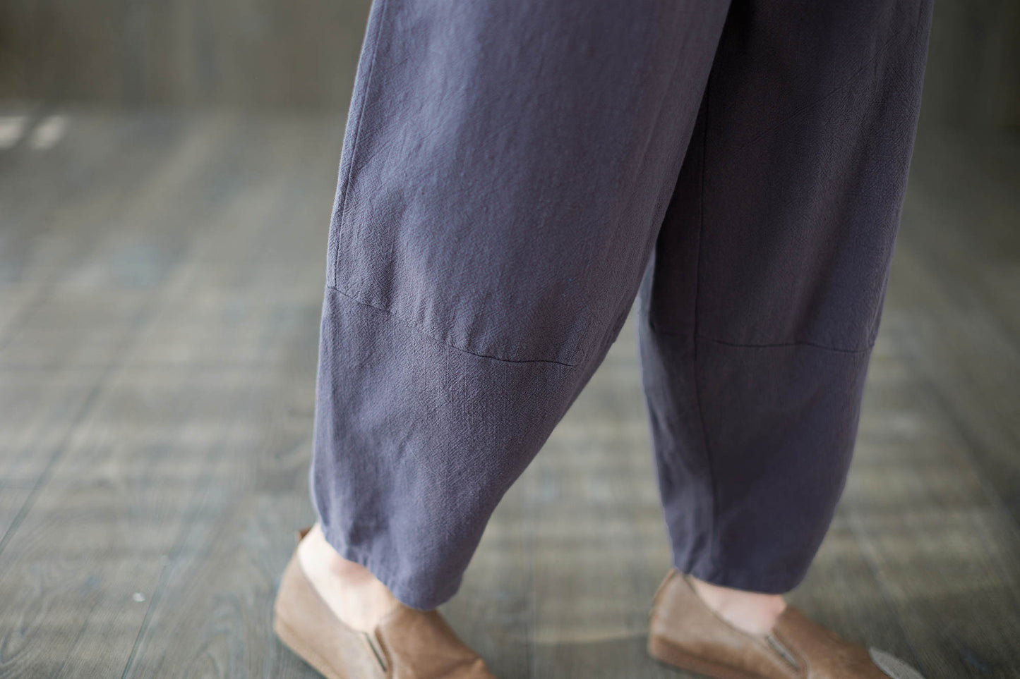 Purple Baggy Linen Pants C1874