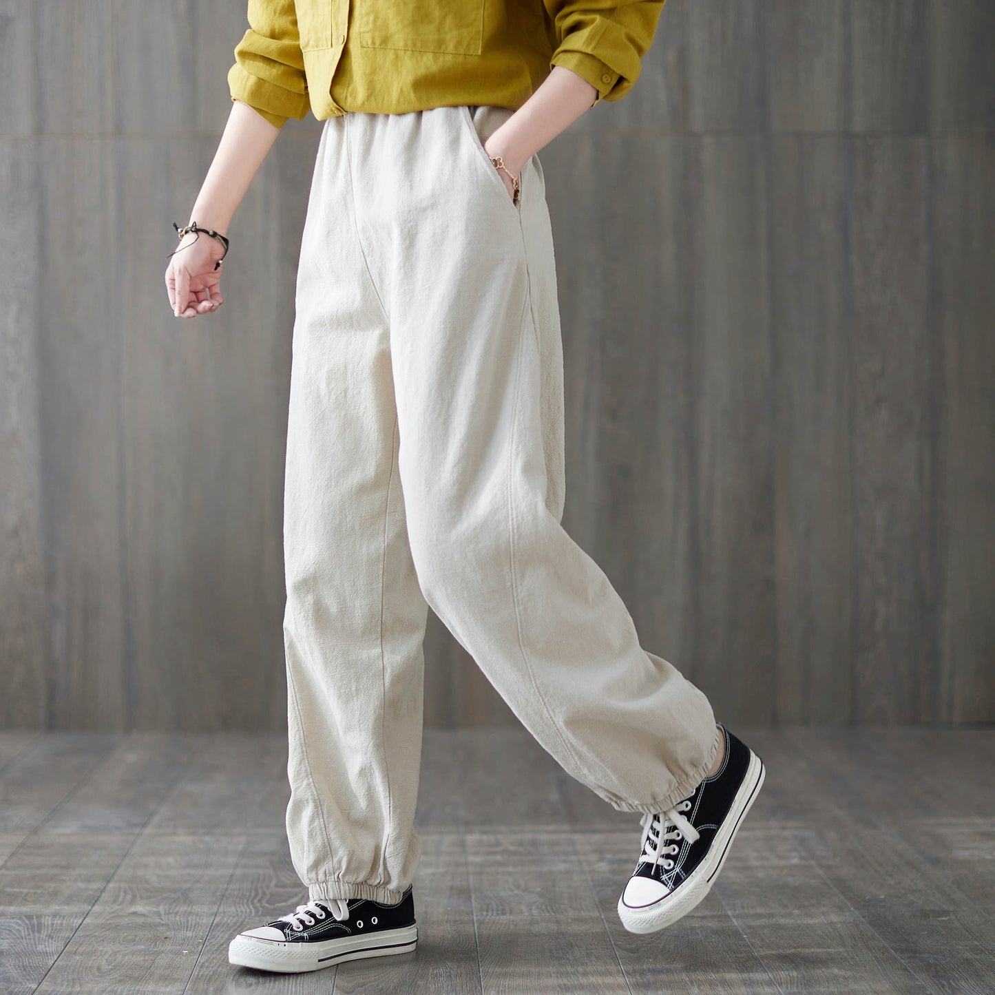 Loose fit linen pants C1877