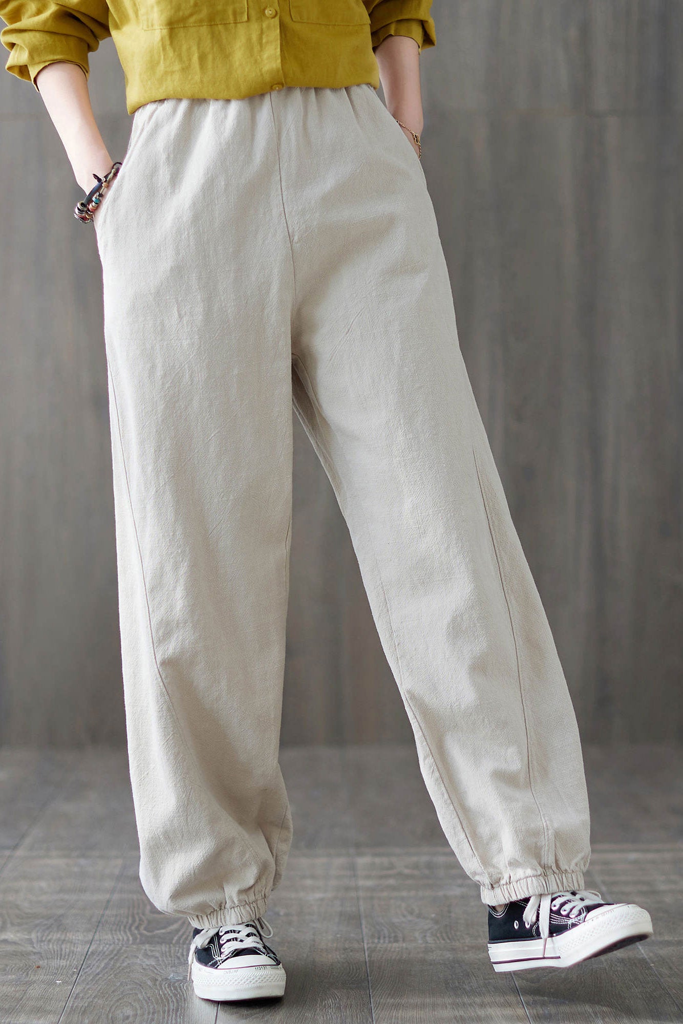 Loose fit linen pants C1877