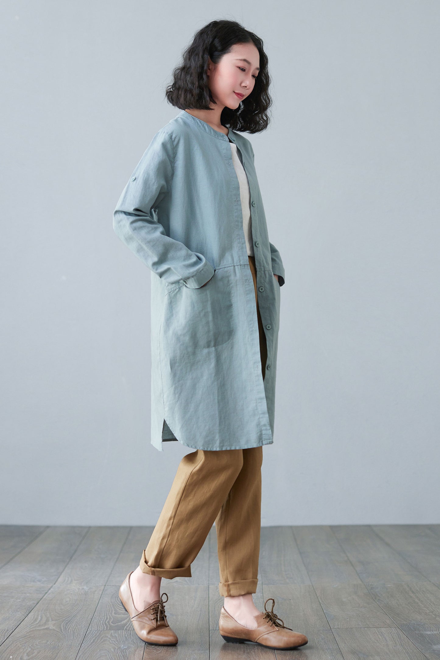 Long Sleeve Button Down Causal Jacket C2653