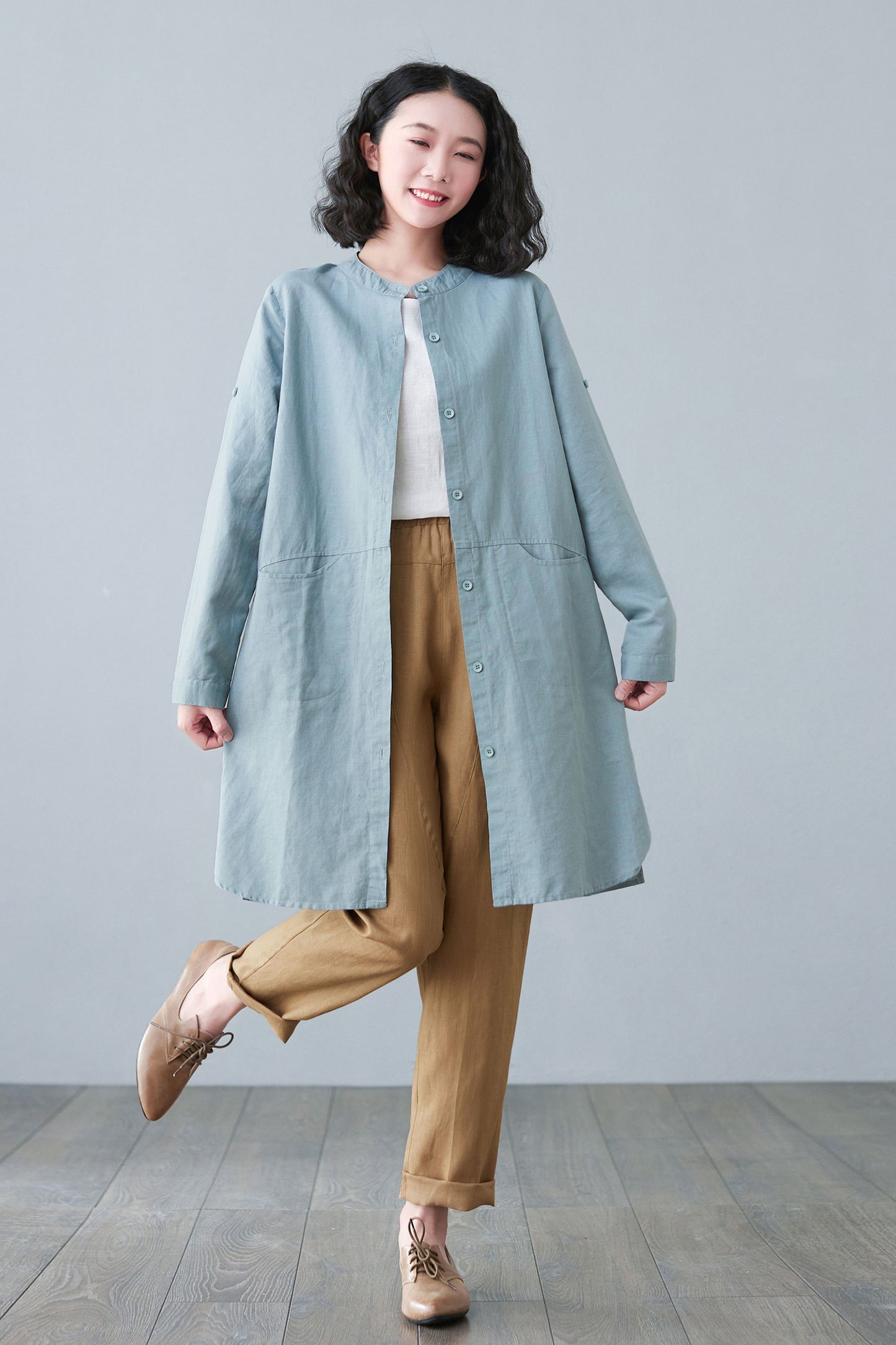 Long Sleeve Button Down Causal Jacket C2653