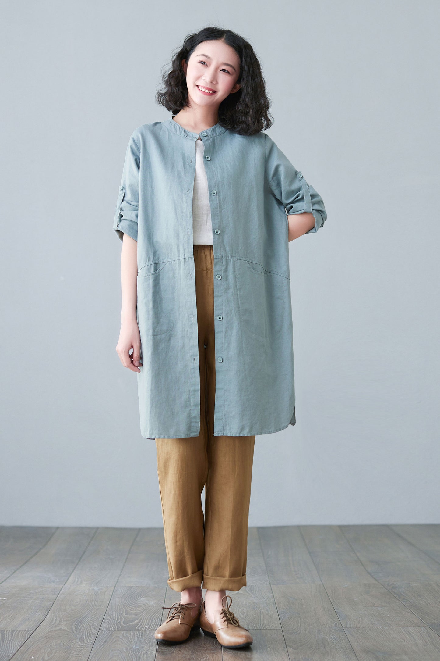 Long Sleeve Button Down Causal Jacket C2653