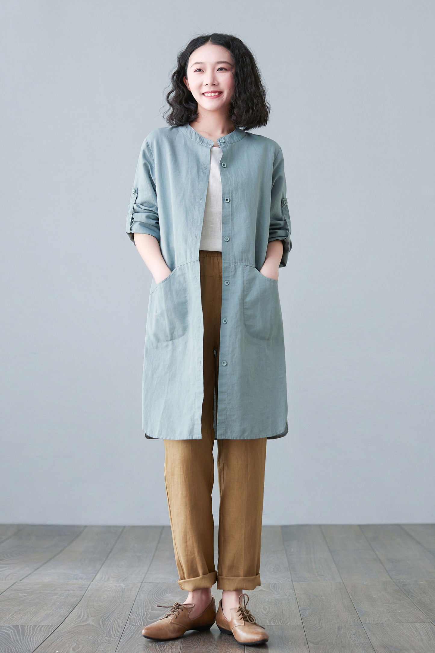 Long Sleeve Button Down Causal Jacket C2653