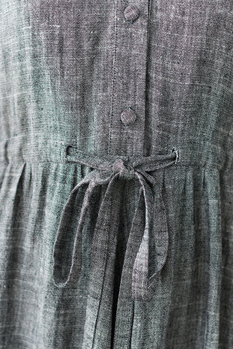 Summer Grey V-neck Long Shirt Dress C2837