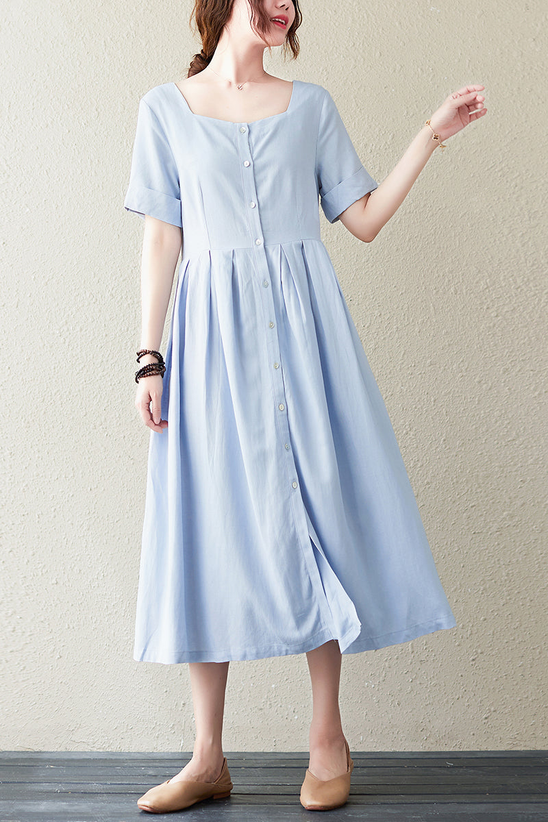Women Summer Square Collar Line Dress C2840