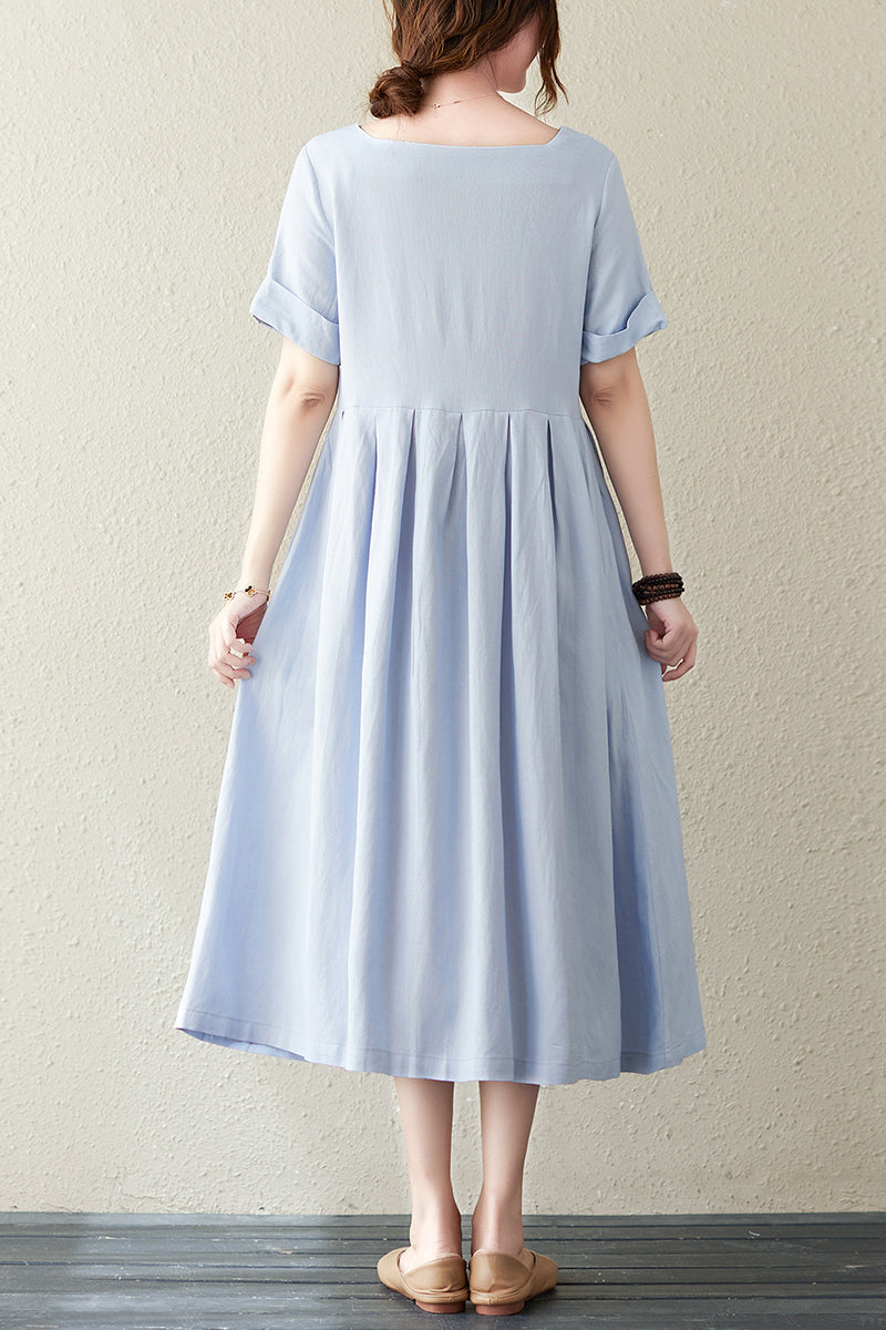 Women Summer Square Collar Line Dress C2840