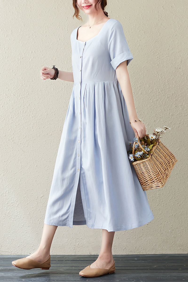 Women Summer Square Collar Line Dress C2840